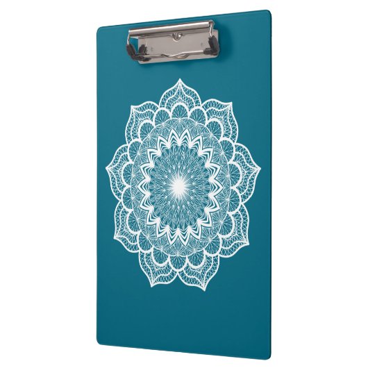 Witte Mandala op Blauwe Achtergrond Klembord (Links)