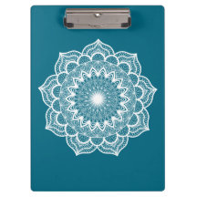 Witte Mandala op Blauwe Achtergrond