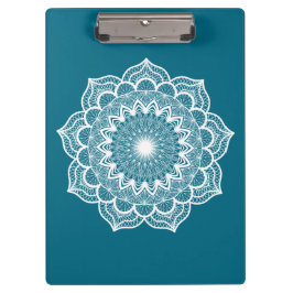Witte Mandala op Blauwe Achtergrond Klembord