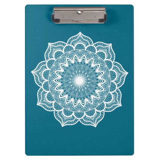 Witte Mandala op Blauwe Achtergrond Klembord (Voorkant)