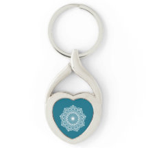 Witte mandala op blauwe achtergrond Metalen sleute