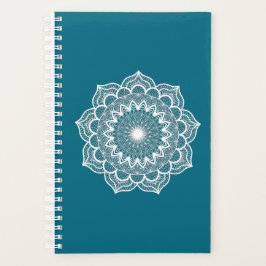 Witte Mandala op Blauwe Achtergrond Planner