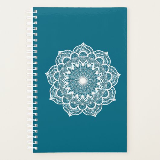 Witte Mandala op Blauwe Achtergrond Planner (Voorkant)