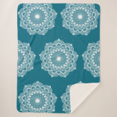 Witte Mandala op Blauwe Achtergrond Sherpa Deken (Voorkant)