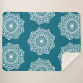 Witte Mandala op Blauwe Achtergrond Sherpa Deken (Voorkant (horizontaal))