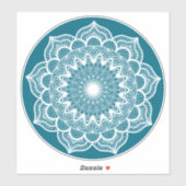 Witte Mandala op Blauwe Achtergrond Sticker (Vel)