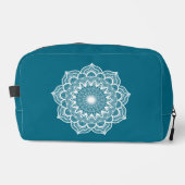 Witte mandala op blauwe achtergrond toilettasje (Voorkant)