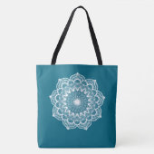Witte Mandala op Blauwe Achtergrond Tote Bag (Voorkant)