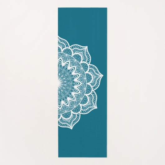 Witte Mandala op Blauwe Achtergrond Yogamat (Voorkant)