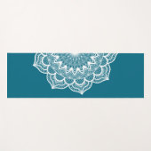 Witte Mandala op Blauwe Achtergrond Yogamat (Voorkant (horizontaal))