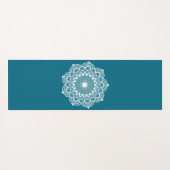 Witte Mandala op Blauwe Achtergrond Yogamat (Achterkant (horizontaal))