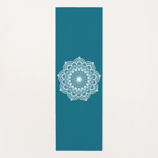 Witte Mandala op Blauwe Achtergrond Yogamat (Voorkant)