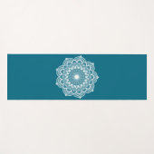 Witte Mandala op Blauwe Achtergrond Yogamat (Voorkant (horizontaal))