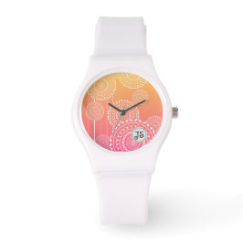Witte Mandala op gele roze gemengde regenboog Horloge