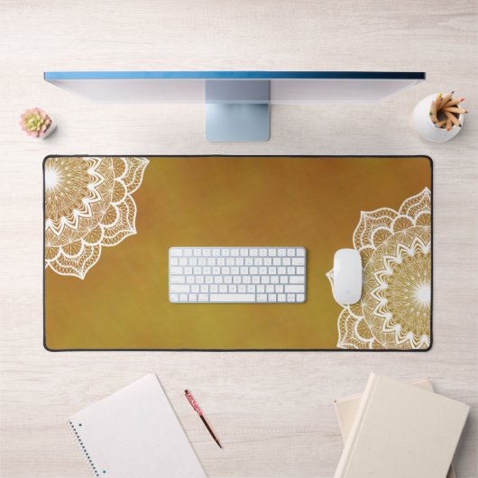 Witte Mandala op Gouden Achtergrond Bureaumat (Kantoor 1)