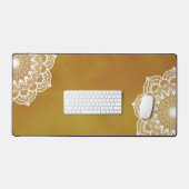 Witte Mandala op Gouden Achtergrond Bureaumat (Keyboard & Muis)