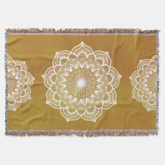 Witte Mandala op Gouden Achtergrond Deken (Voorkant)