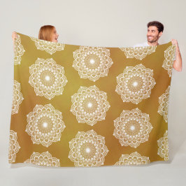 Witte Mandala op Gouden Achtergrond Fleece Deken