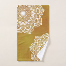 Witte Mandala op Gouden Achtergrond Handdoek