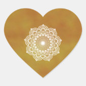 Witte mandala op gouden achtergrond hart sticker (Voorkant)
