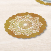 Witte Mandala op Gouden Achtergrond Kartonnen Onderzetters (Gekanteld)