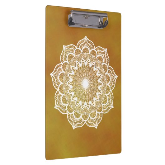 Witte Mandala op Gouden Achtergrond Klembord (Rechts)