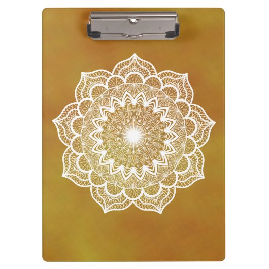 Witte Mandala op Gouden Achtergrond Klembord (Voorkant)