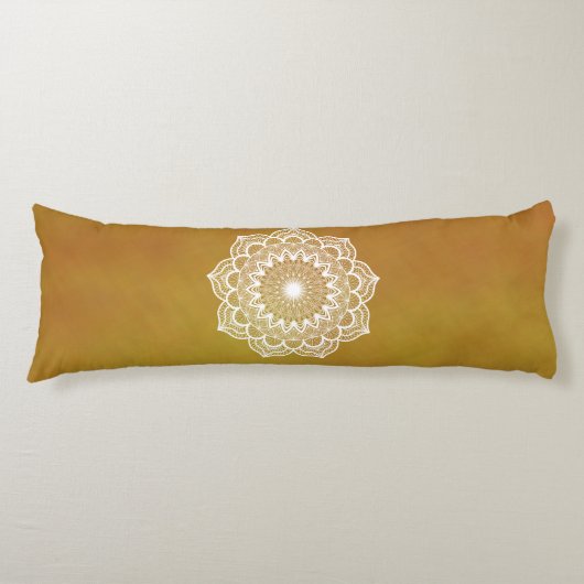 Witte Mandala op Gouden Achtergrond Lichaamskussen (Voorkant)