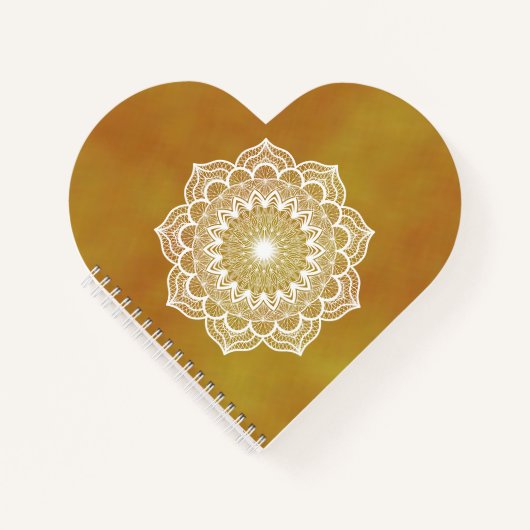 Witte Mandala op Gouden Achtergrond Notitieboek (Voorkant)