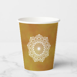 Witte Mandala op Gouden Achtergrond Papieren Bekers