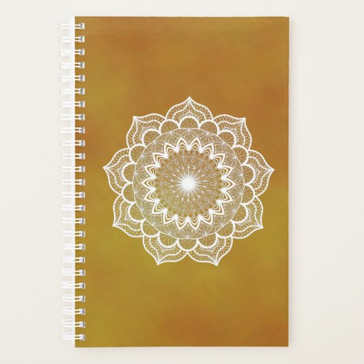Witte Mandala op Gouden Achtergrond Planner (Voorkant)