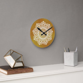 Witte Mandala op Gouden Achtergrond Ronde Klok