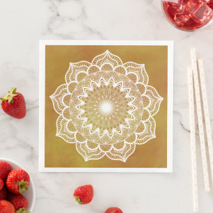 Witte Mandala op Gouden Achtergrond Servet