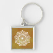 Witte Mandala op Gouden Achtergrond Sleutelhanger (Voorkant)