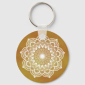 Witte Mandala op Gouden Achtergrond Sleutelhanger (Voorkant)