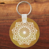 Witte Mandala op Gouden Achtergrond Sleutelhanger (Achterkant)