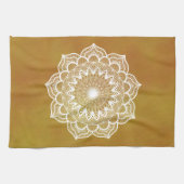 Witte Mandala op Gouden Achtergrond Theedoek (Horizontaal)