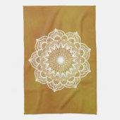 Witte Mandala op Gouden Achtergrond Theedoek (Verticaal)