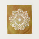 Witte Mandala op Gouden Achtergrond Wandkleed (Voorkant)