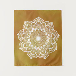 Witte Mandala op Gouden Achtergrond Wandkleed