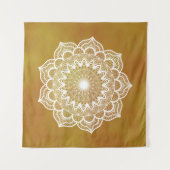 Witte Mandala op Gouden Achtergrond Wandkleed (Voorkant (horizontaal))