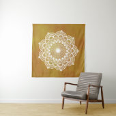 Witte Mandala op Gouden Achtergrond Wandkleed (In Situ (horizontaal))