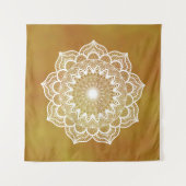 Witte Mandala op Gouden Achtergrond Wandkleed (Voorkant)