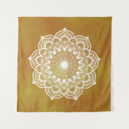 Witte Mandala op Gouden Achtergrond Wandkleed