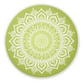 Witte Mandala op Groene Keramische Trekknop Keramische Knop (Voorkant)