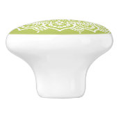 Witte Mandala op Groene Keramische Trekknop Knop (Zijkant)