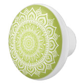 Witte Mandala op Groene Keramische Trekknop Knop (Rechts)