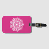 Witte Mandala op Roze Achtergrond Bagagelabel (Voorkant (horizontaal))