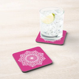 Witte Mandala op Roze Achtergrond Bier Onderzetter