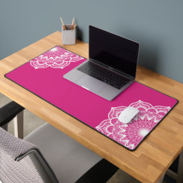Witte Mandala op Roze Achtergrond Bureaumat